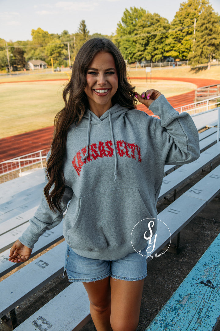 Kansas City Polka Dot Hoodie - Heather Grey