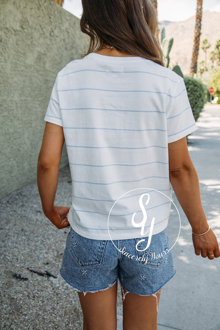 Asher Tee - Ivory Powder Blue
