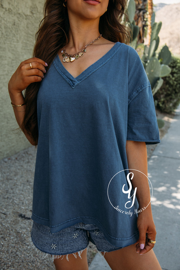 Easy Going Feels Top - Vintage Blue