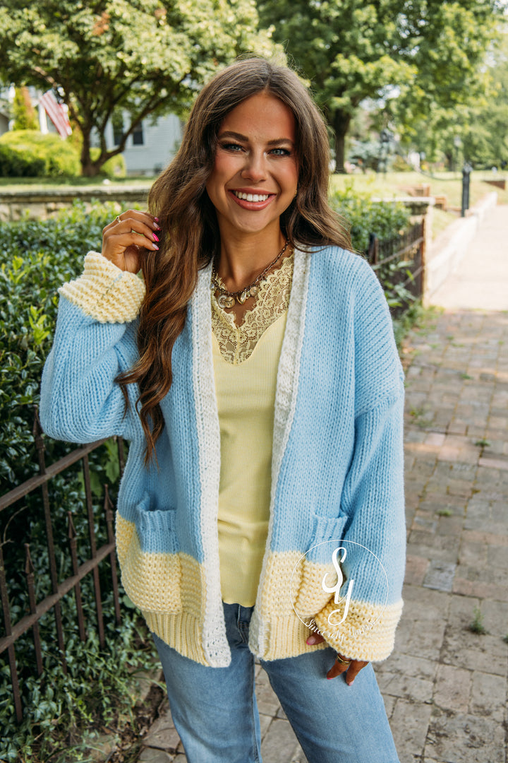 Harvest Moon Cardigan - Sky/Daisy