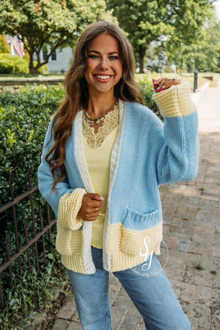 Harvest Moon Cardigan - Sky/Daisy