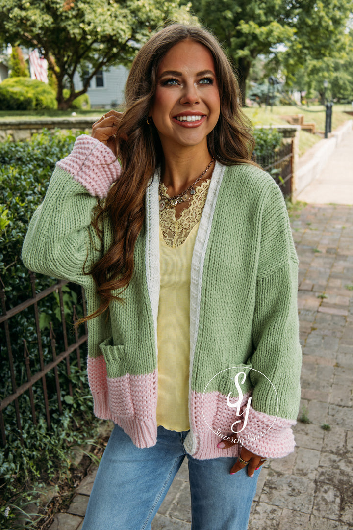 Harvest Moon Cardigan - Green/Ballet