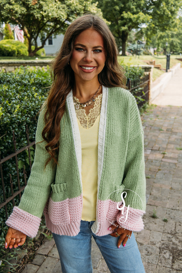 Harvest Moon Cardigan - Green/Ballet