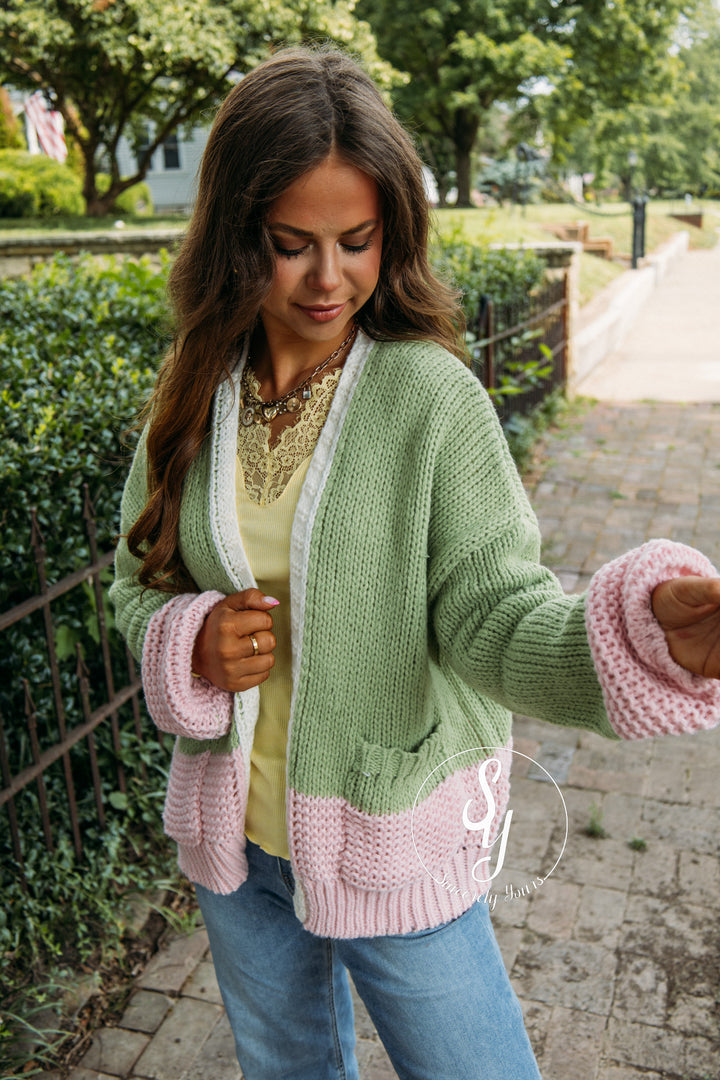 Harvest Moon Cardigan - Green/Ballet