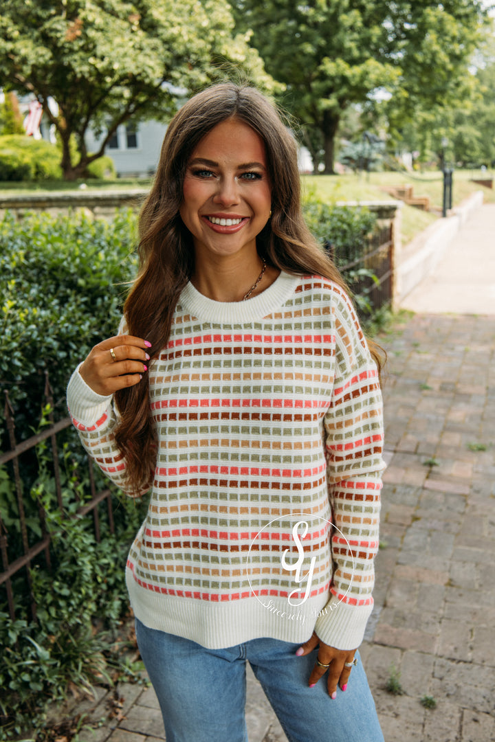 Favorite Forecast Sweater- Pink/Olive
