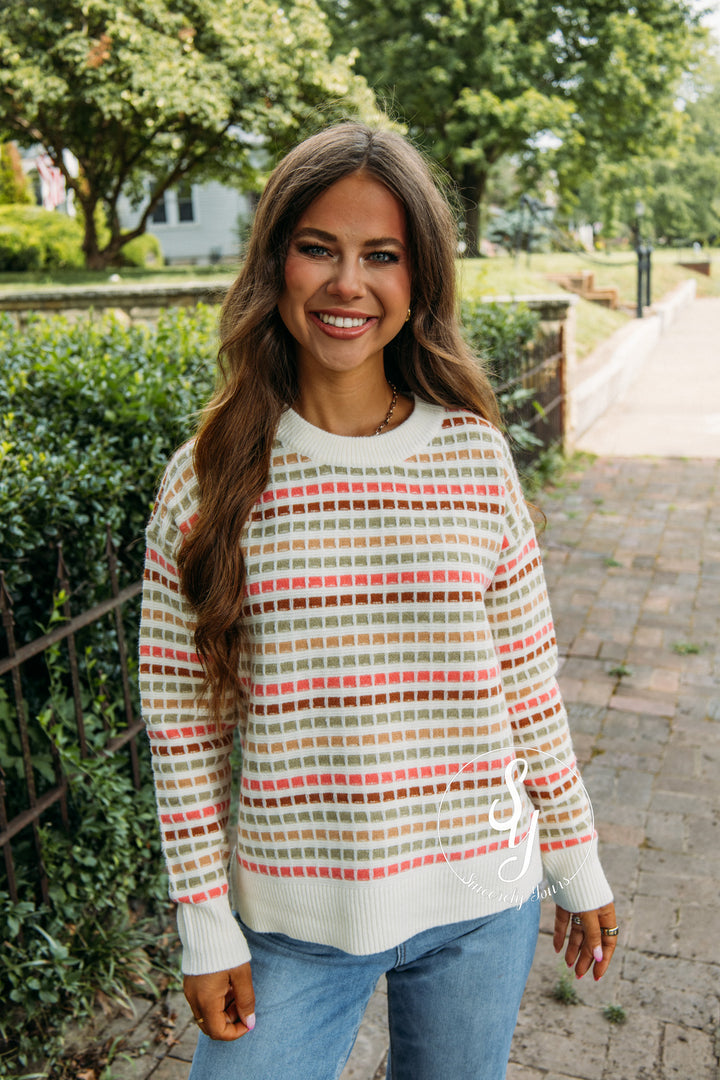 Favorite Forecast Sweater- Pink/Olive