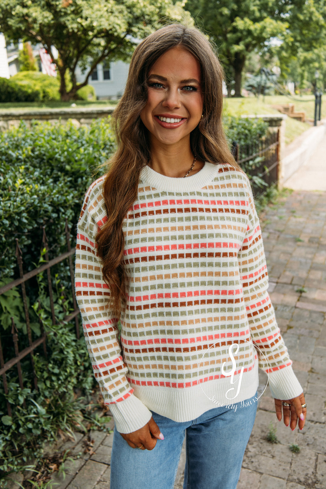 Favorite Forecast Sweater- Pink/Olive