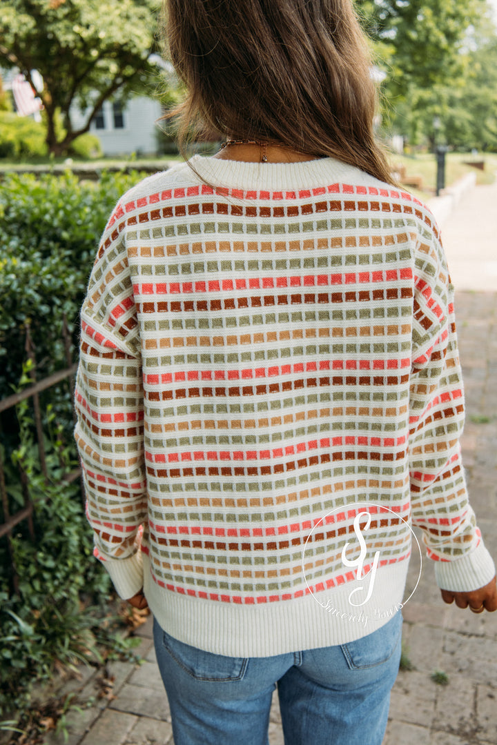 Favorite Forecast Sweater- Pink/Olive
