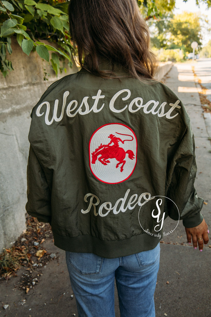 Patched Bomber Jacket - Army Green