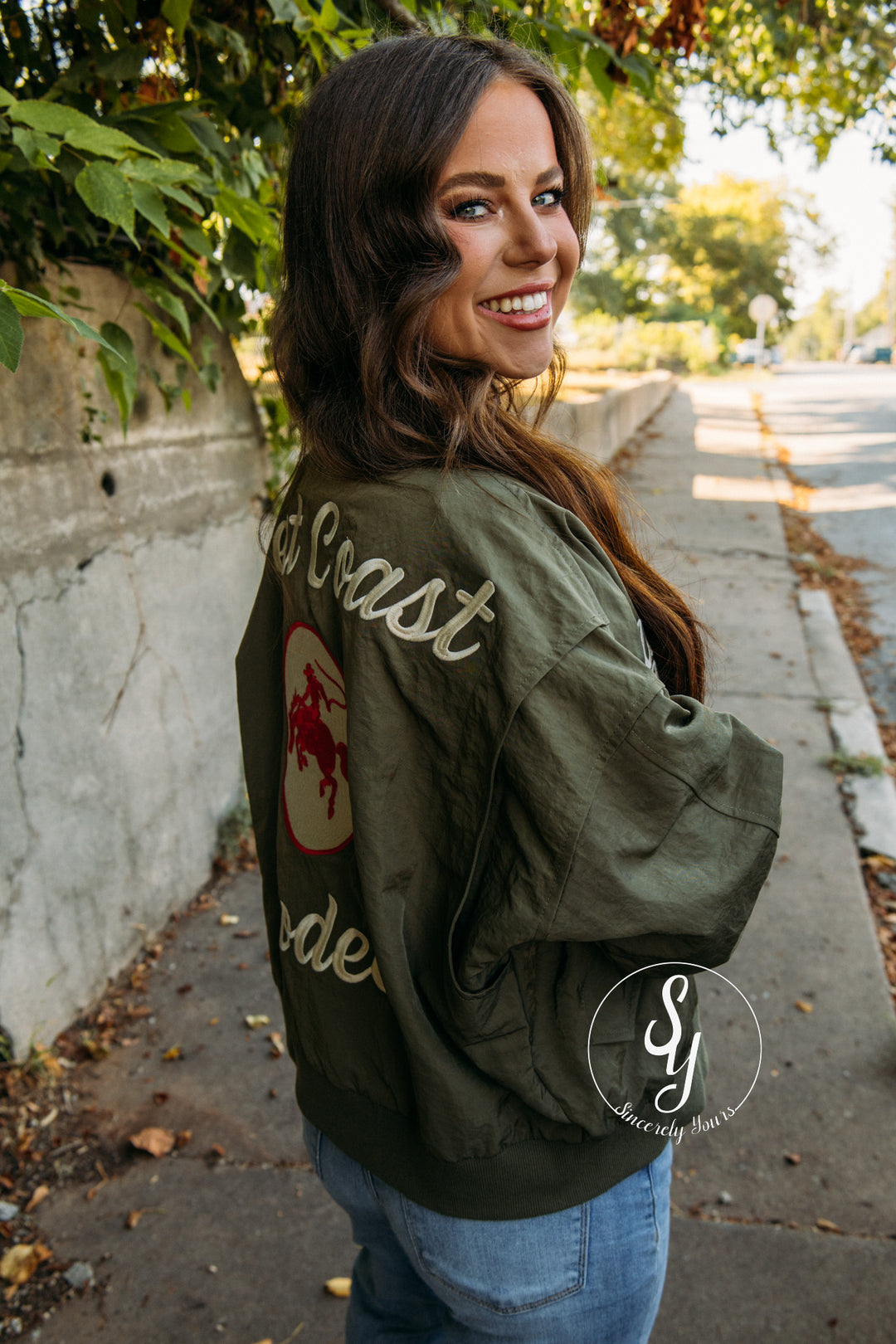 Patched Bomber Jacket - Army Green