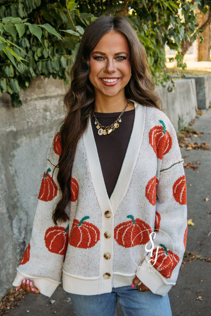 Pumpkin Love Cardigan - Ivory