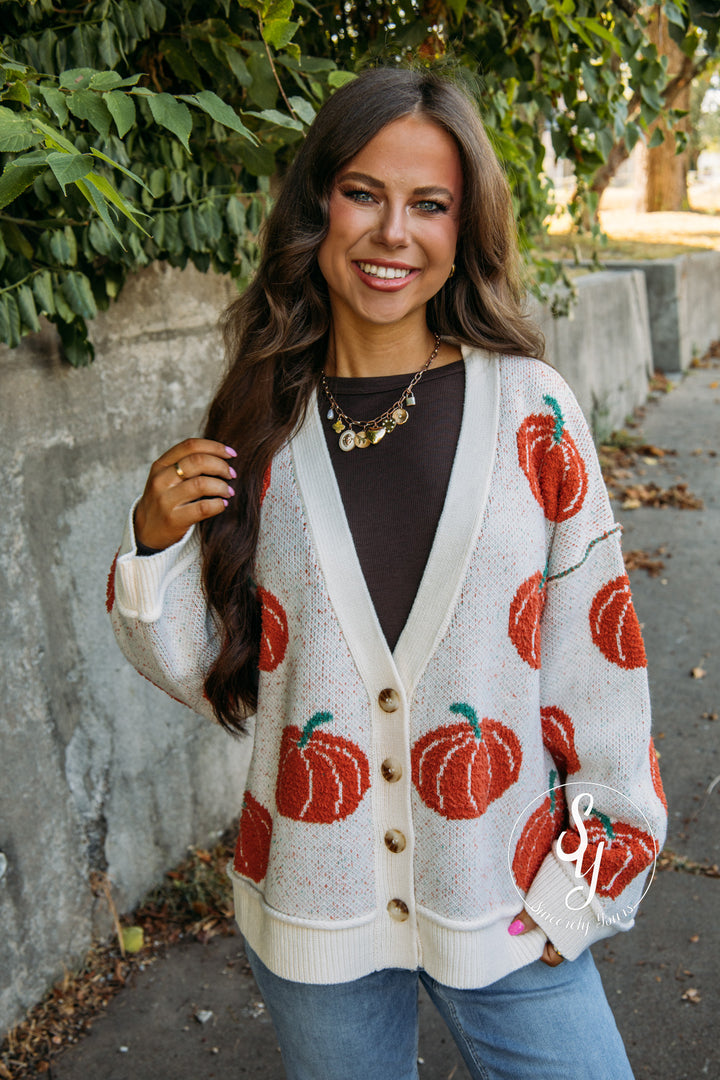 Pumpkin Love Cardigan - Ivory
