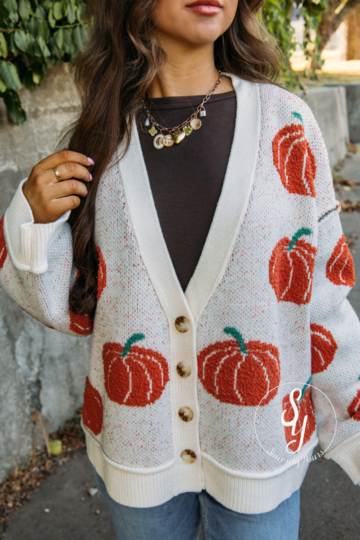 Pumpkin Love Cardigan - Ivory