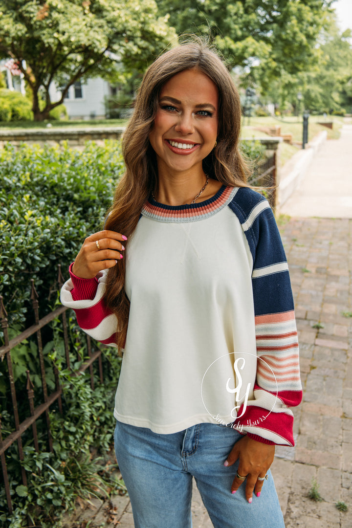 Good Day Sweater - Cream/Navy