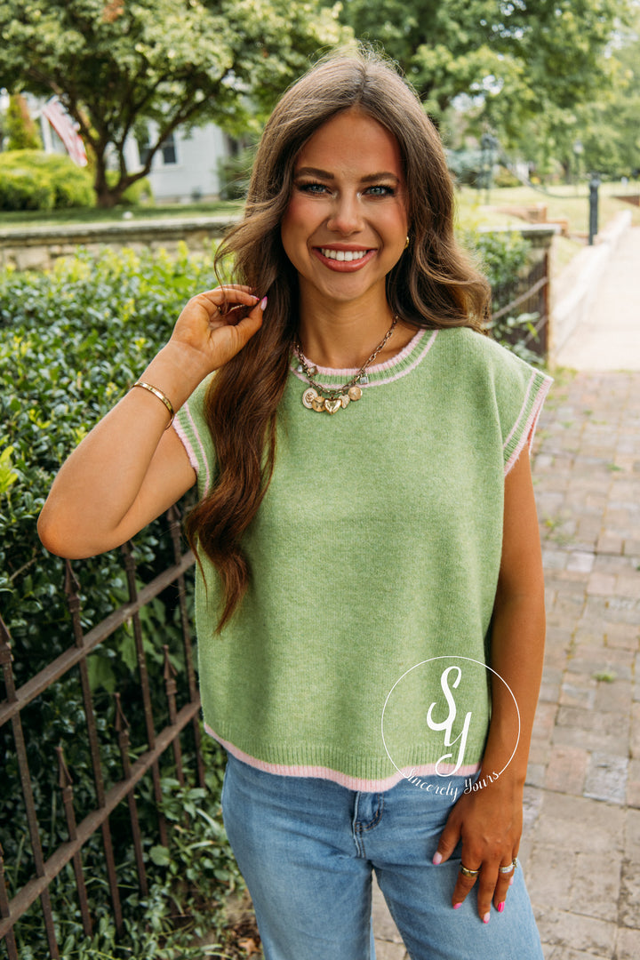 Cutie Life Sweater - Green/Ballet