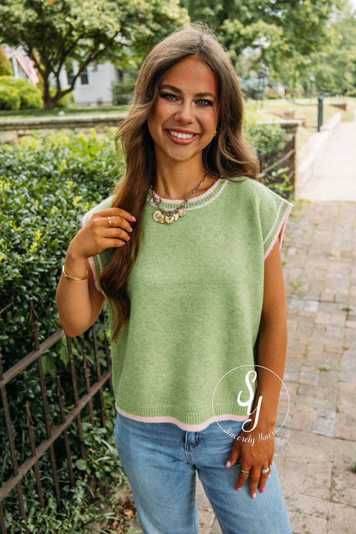 Cutie Life Sweater - Green/Ballet