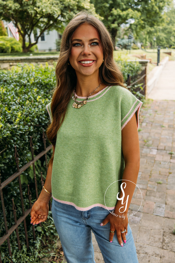Cutie Life Sweater - Green/Ballet