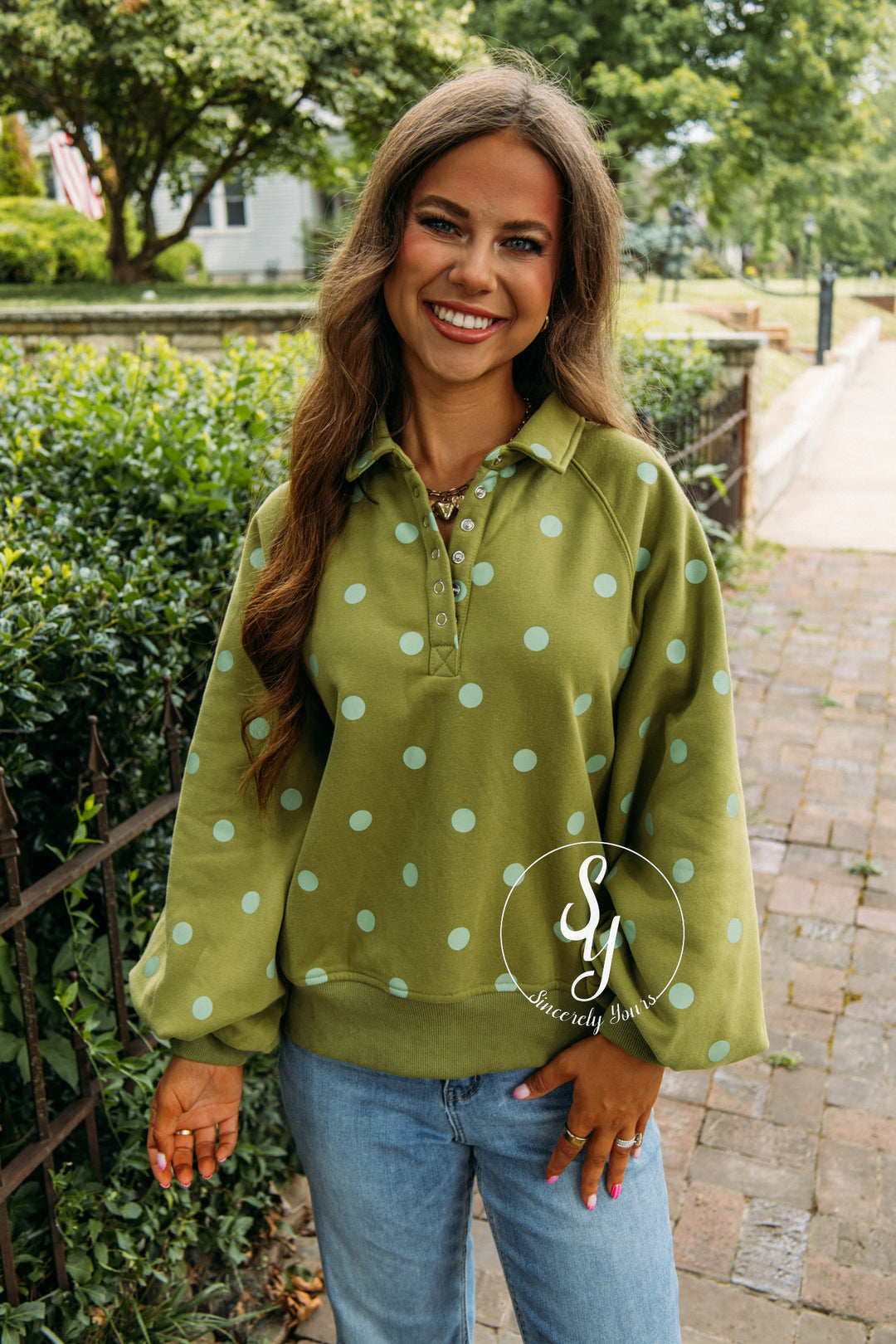Dot To Dot Pullover - Olive/ Green