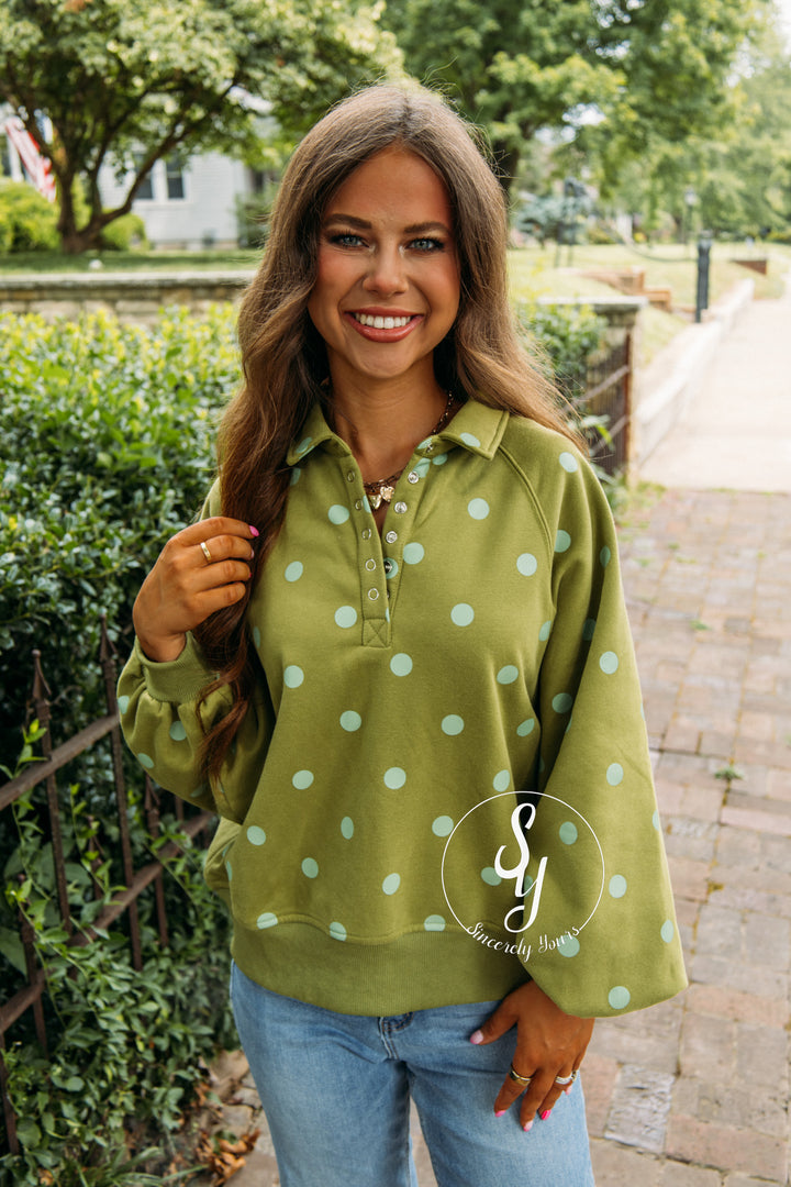 Dot To Dot Pullover - Olive/ Green