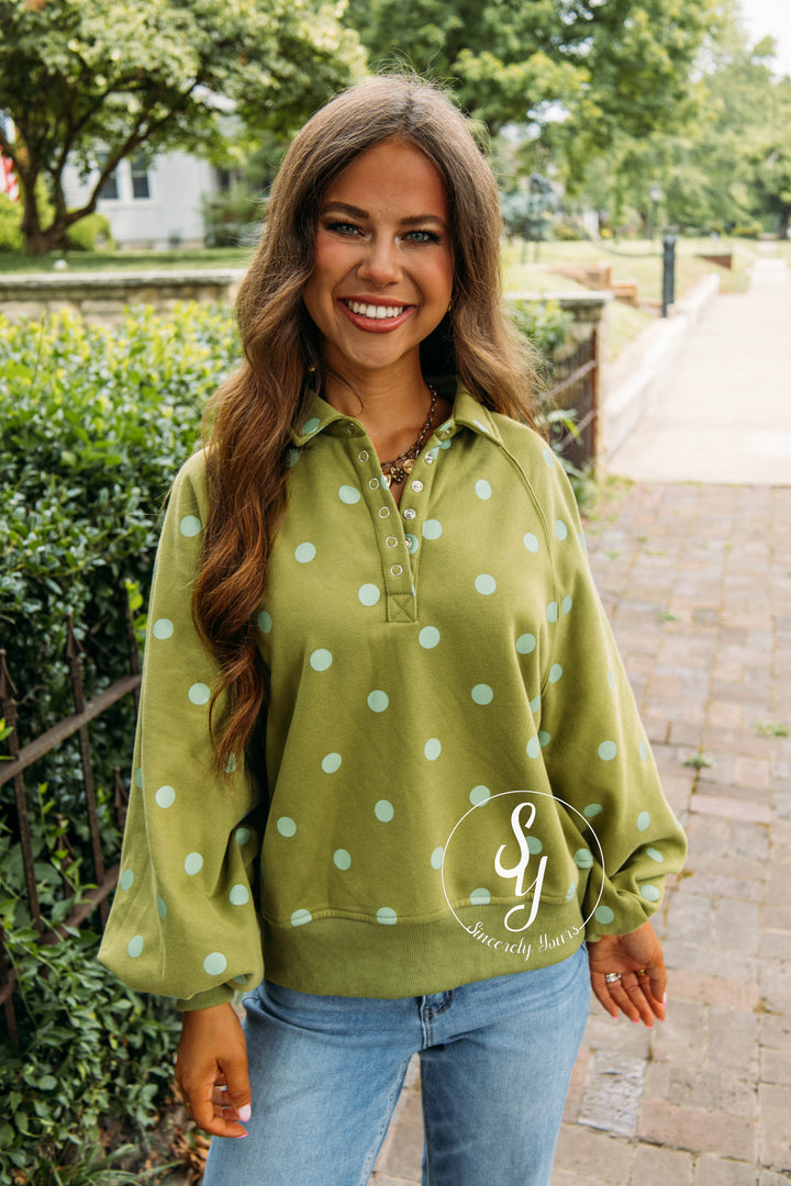 Dot To Dot Pullover - Olive/ Green