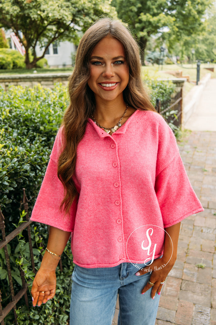 Sunday Stroll Sweater - Hot Pink