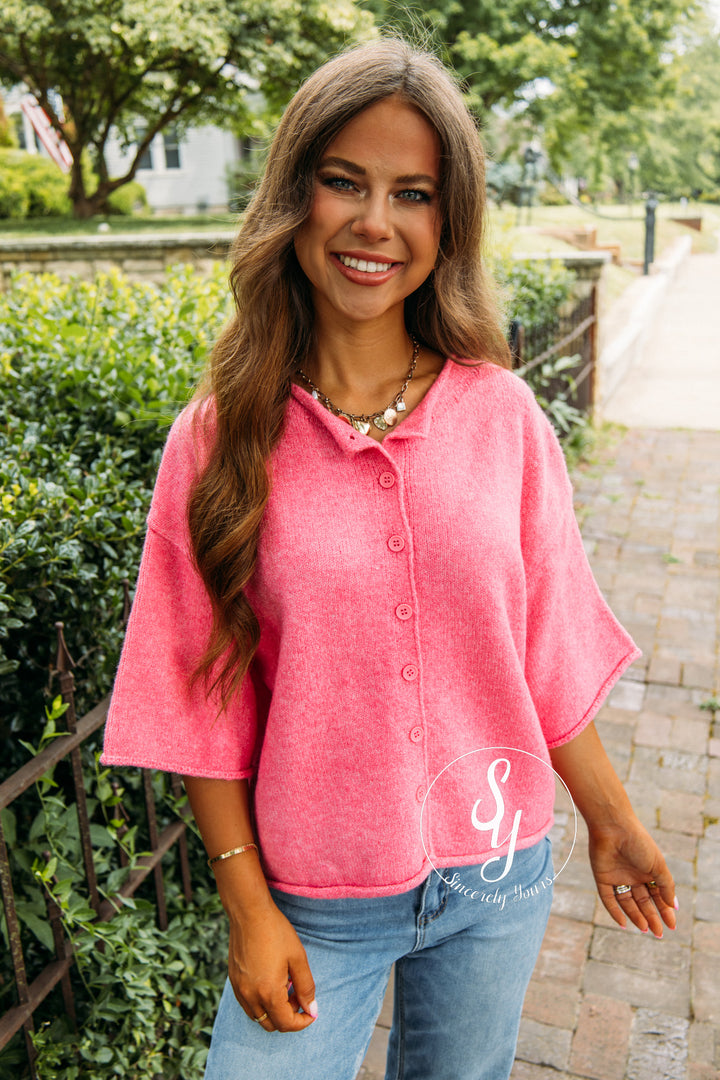 Sunday Stroll Sweater - Hot Pink