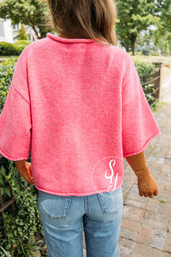 Sunday Stroll Sweater - Hot Pink