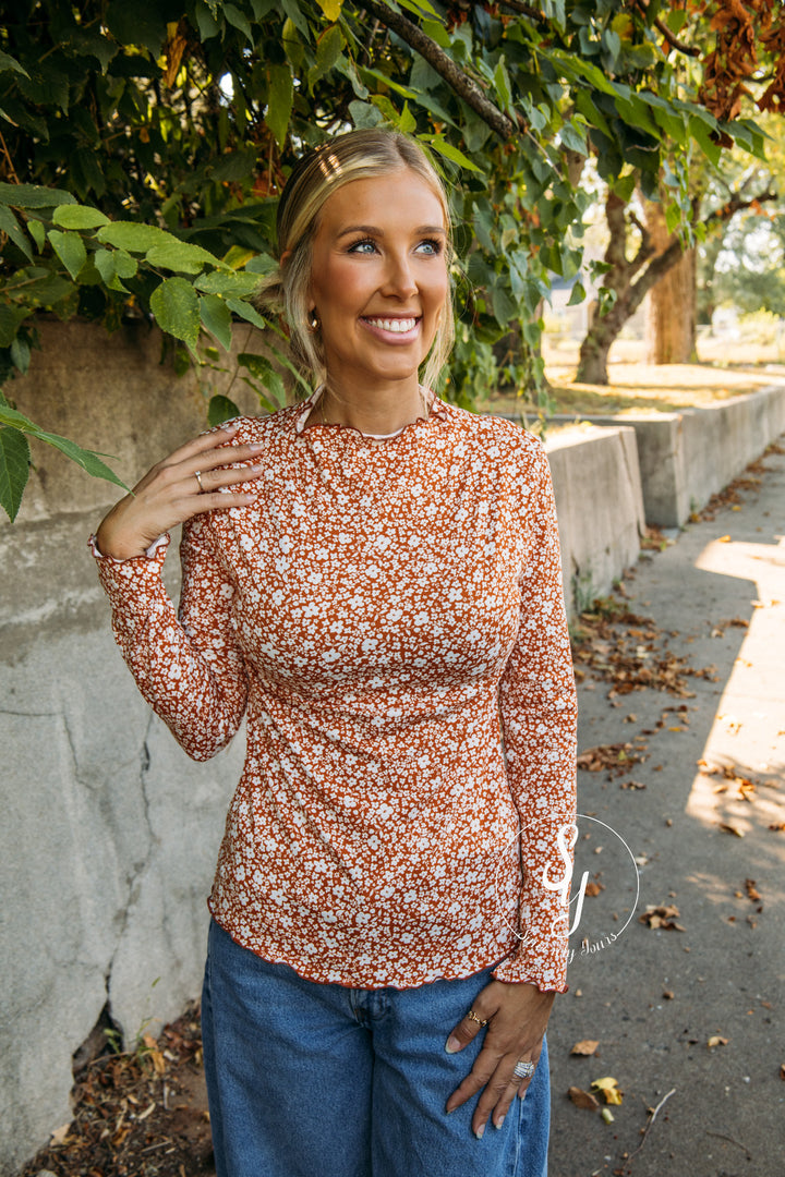 Vintage Flowers Top - Rust