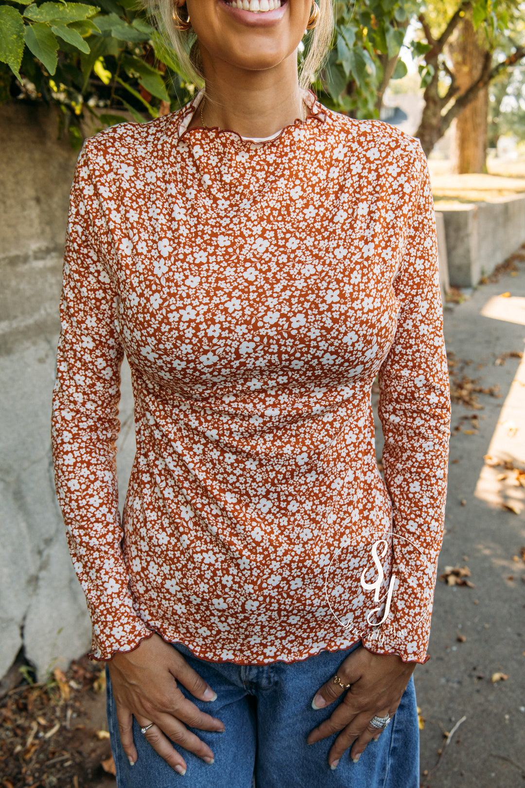 Vintage Flowers Top - Rust