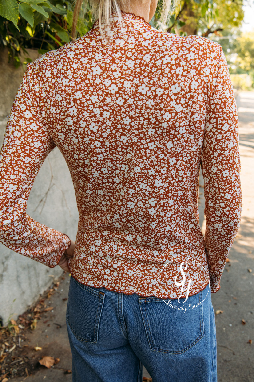 Vintage Flowers Top - Rust