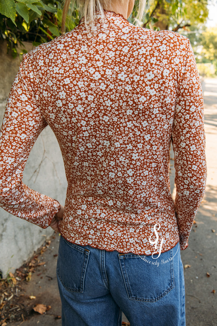 Vintage Flowers Top - Rust