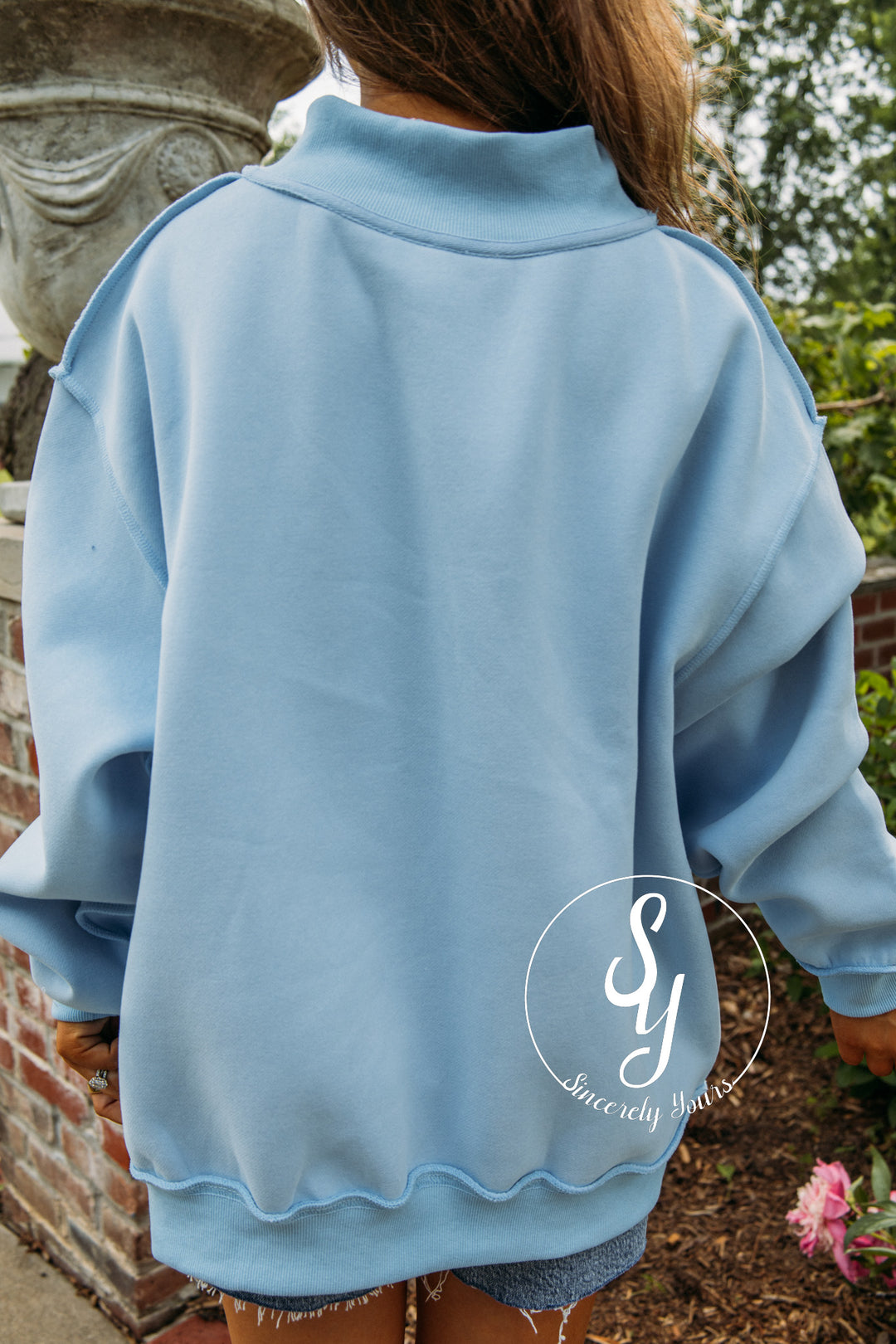 Jesus Saves Mock Neck - Baby Blue