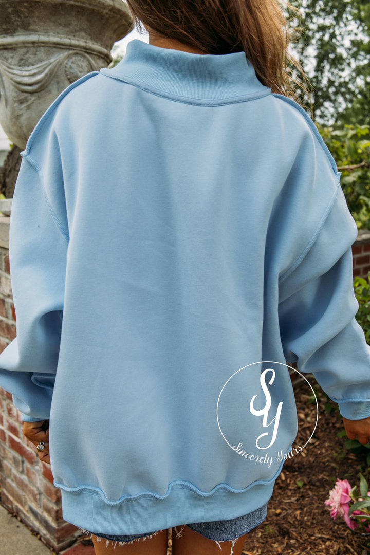 Jesus Saves Mock Neck - Baby Blue