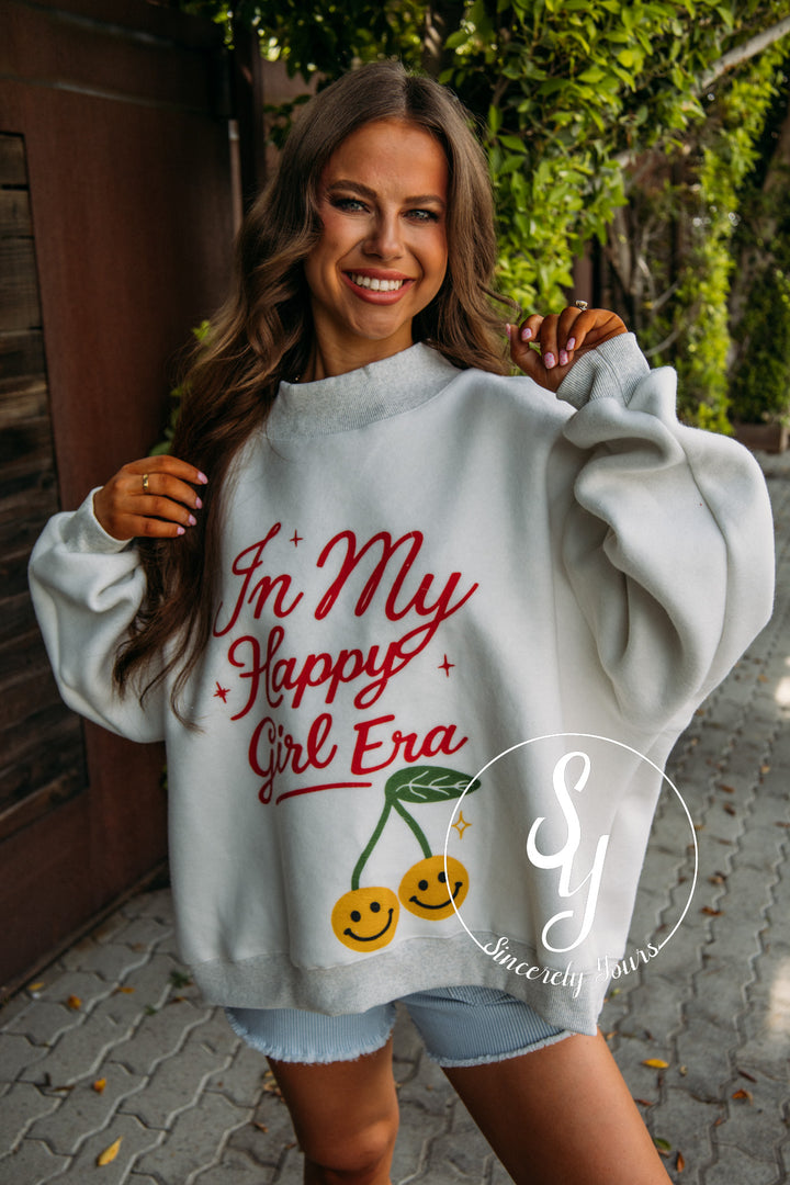 Happy Girl Reversible Mock Neck - Heather Grey