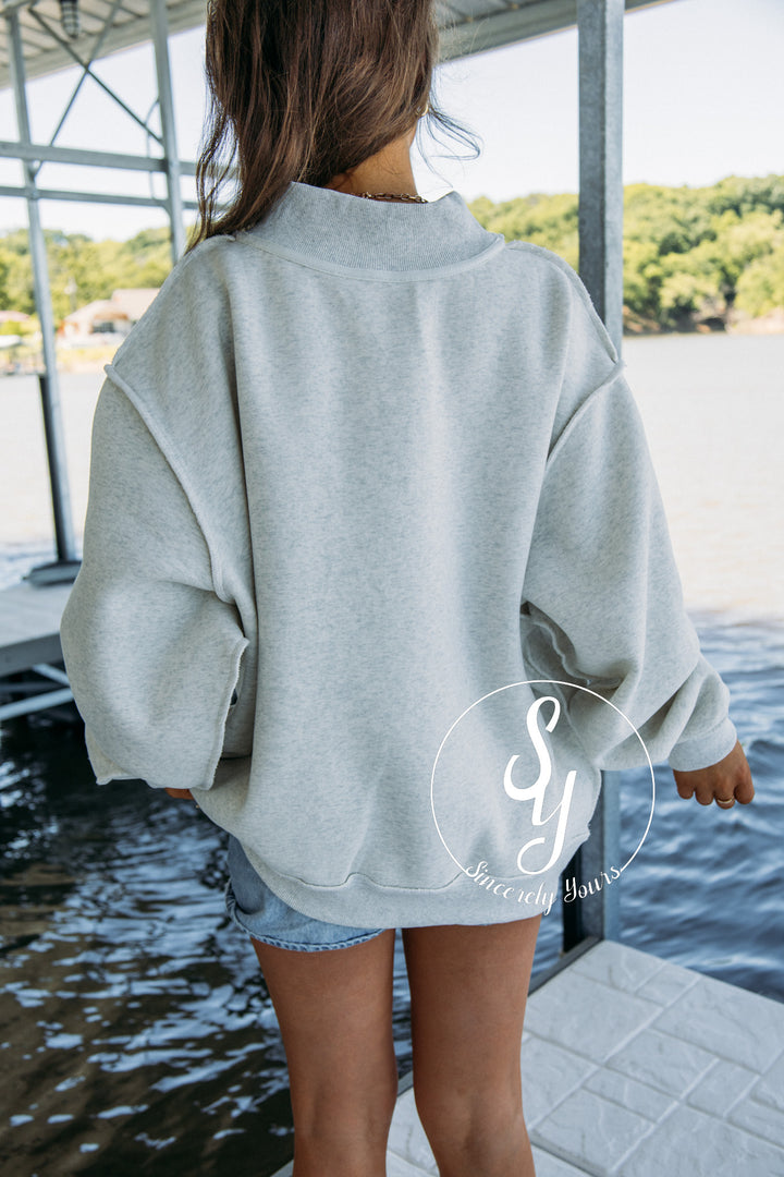 Lake and Mountain Reversible Mock Neck - Ash Grey