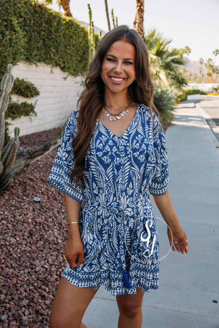 Patio Time Romper - Blue
