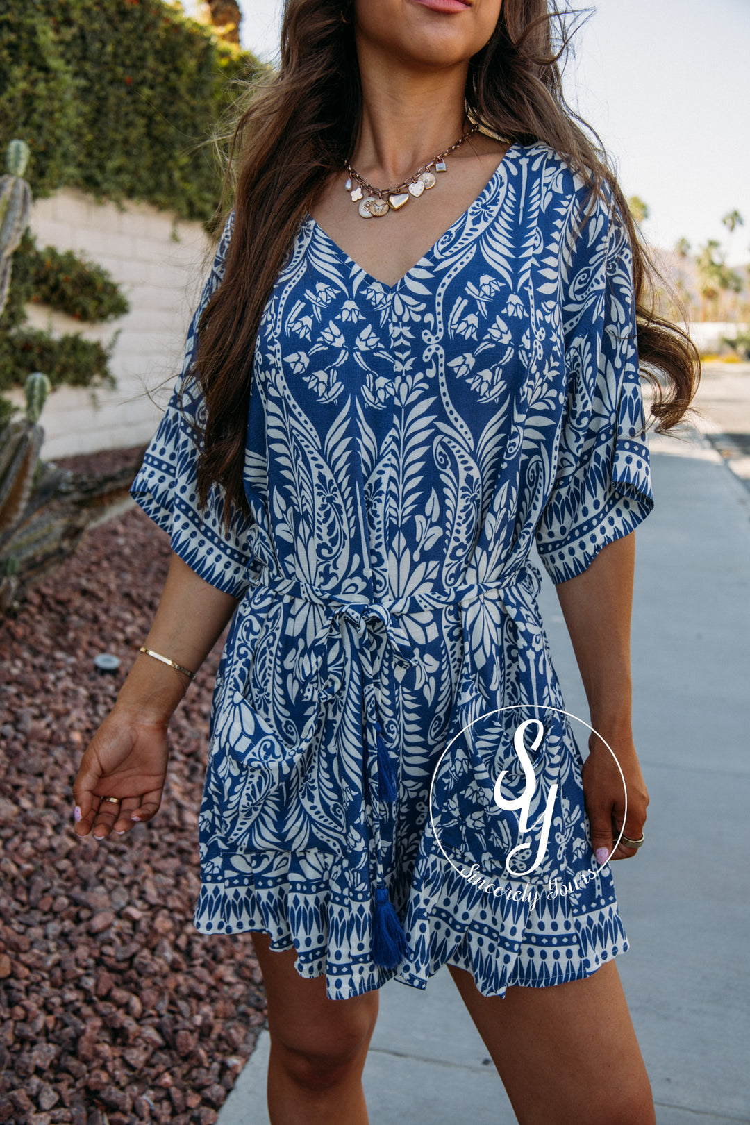 Patio Time Romper - Blue