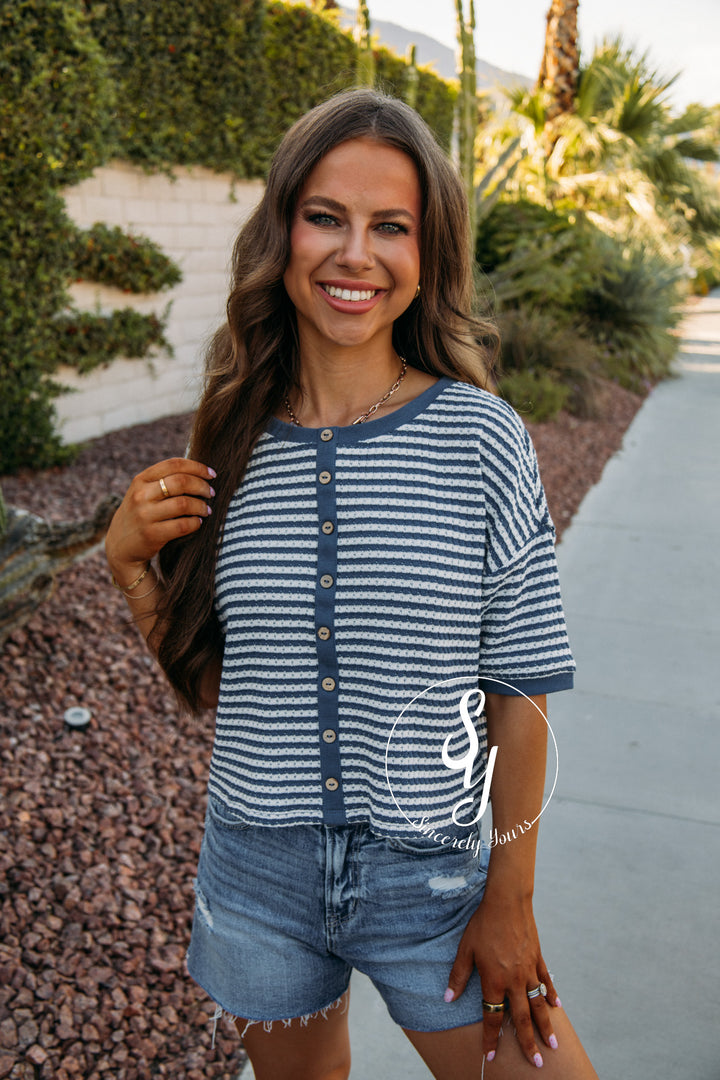 Striped Bliss Top - Denim