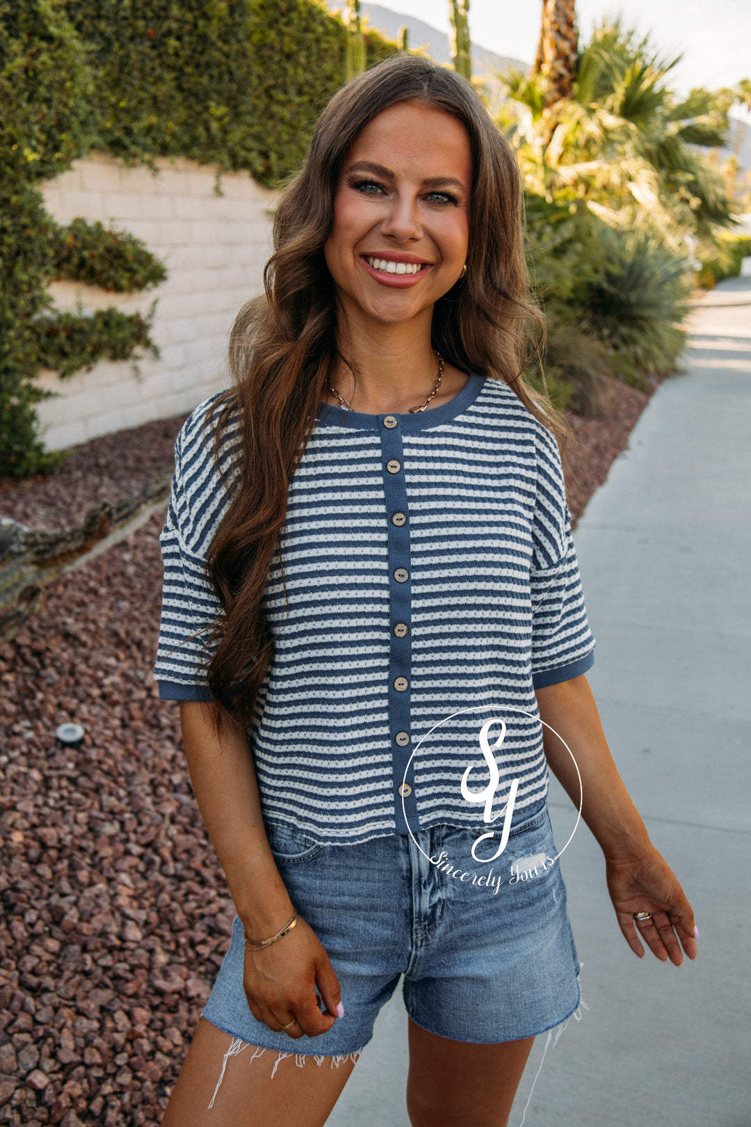 Striped Bliss Top - Denim