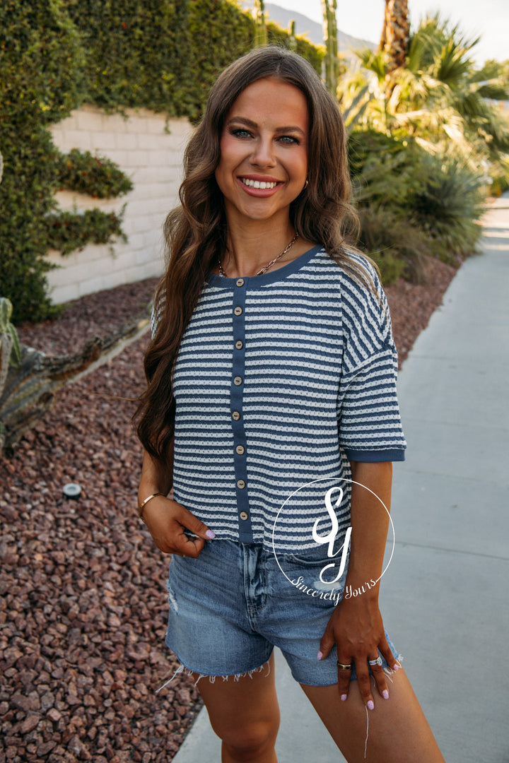 Striped Bliss Top - Denim