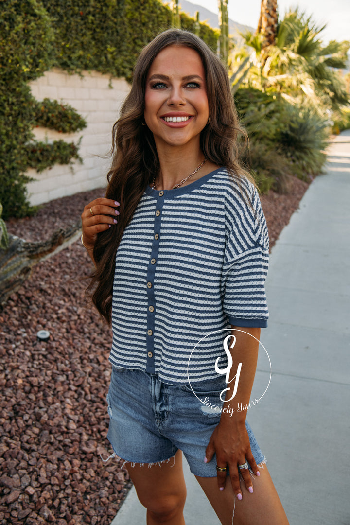 Striped Bliss Top - Denim