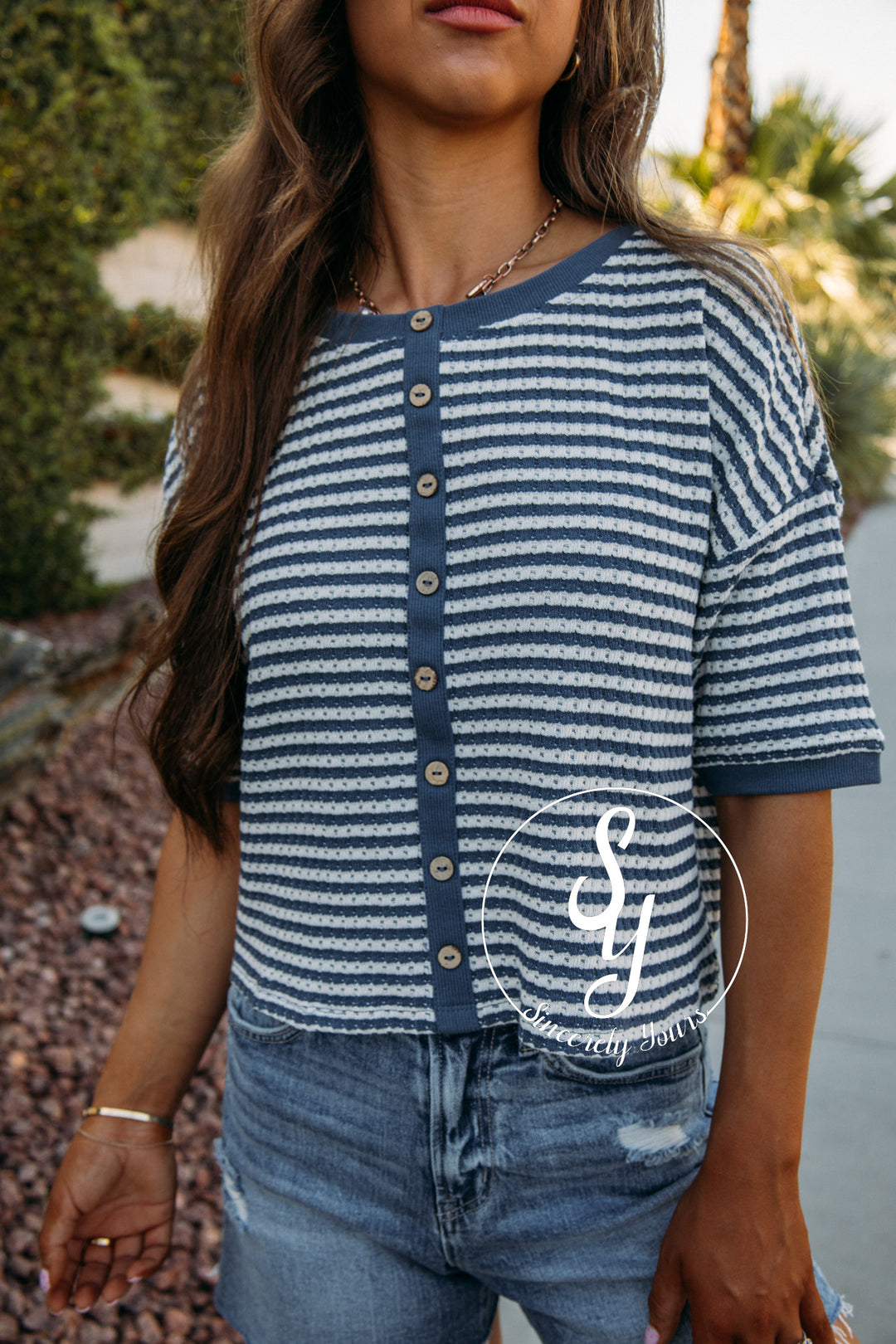 Striped Bliss Top - Denim