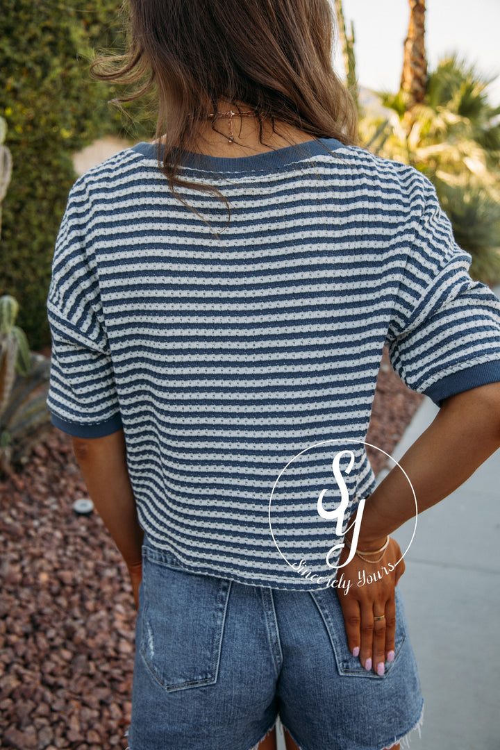 Striped Bliss Top - Denim