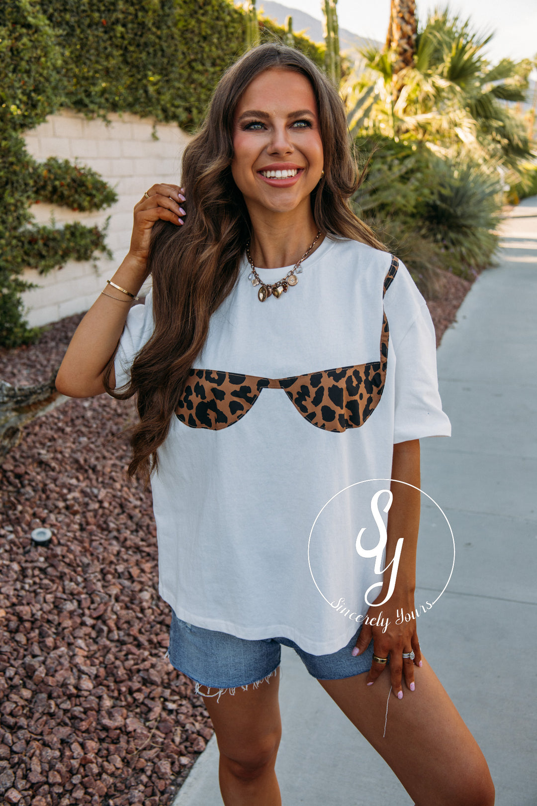 Leopard Bikini Graphic Top - Ivory