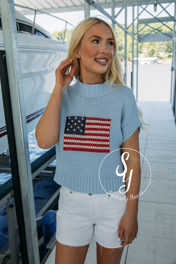 Classic Flag Sweater - Denim