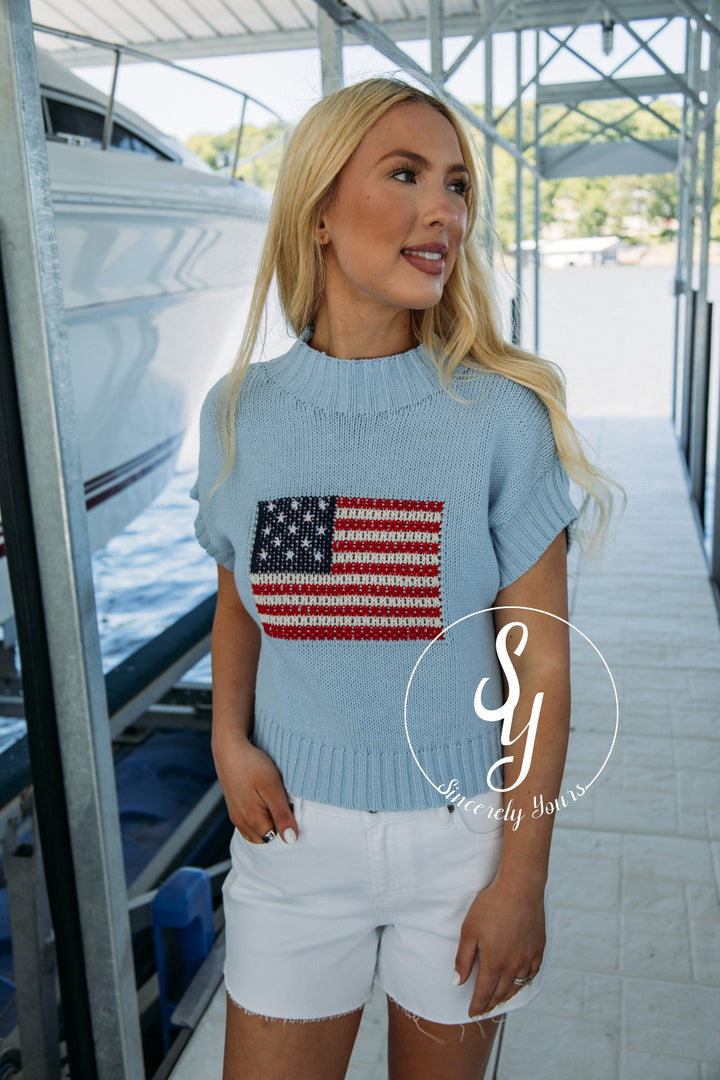 Classic Flag Sweater - Denim