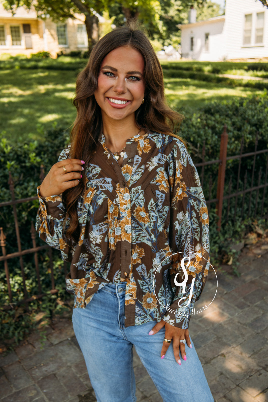 Forever Pretty Top - Mocha Bloom