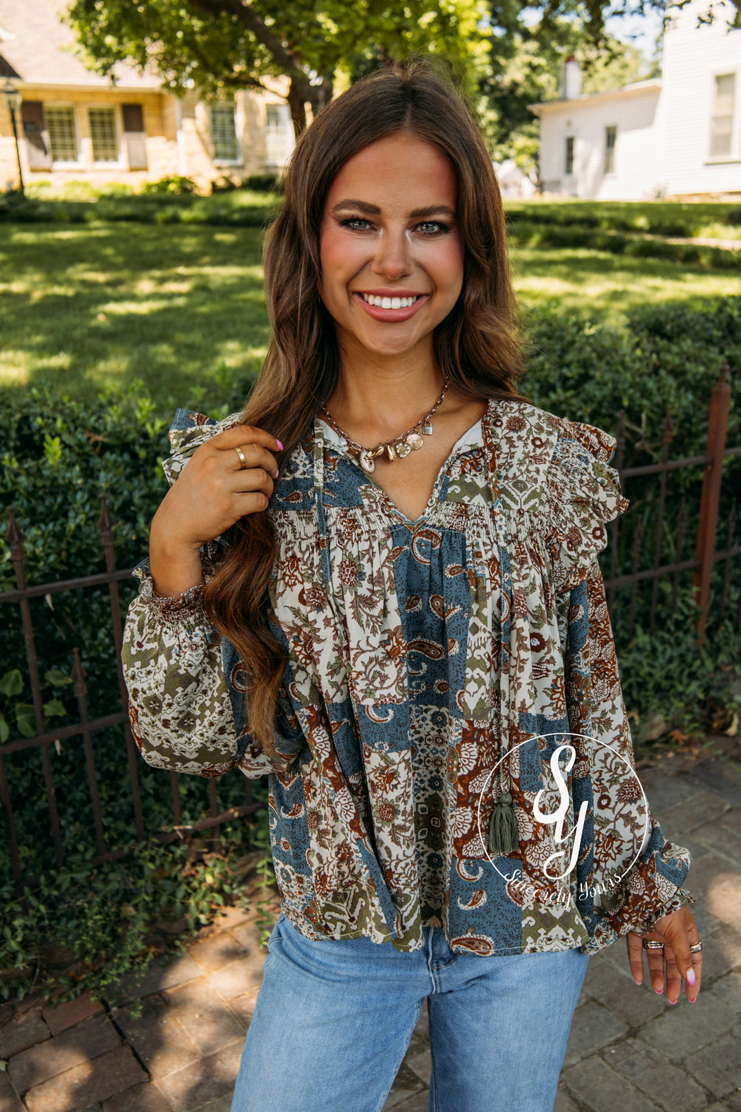 Maple And Magnolia Top - Teal Blue
