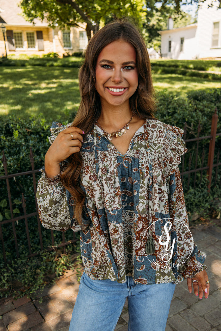 Maple And Magnolia Top - Teal Blue