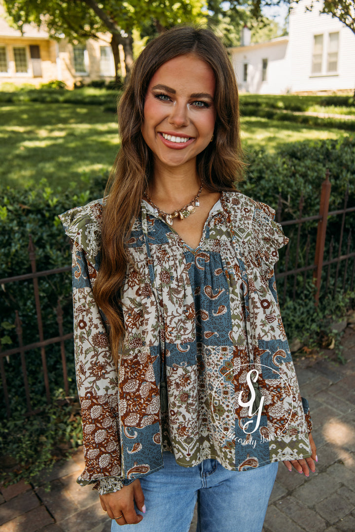 Maple And Magnolia Top - Teal Blue